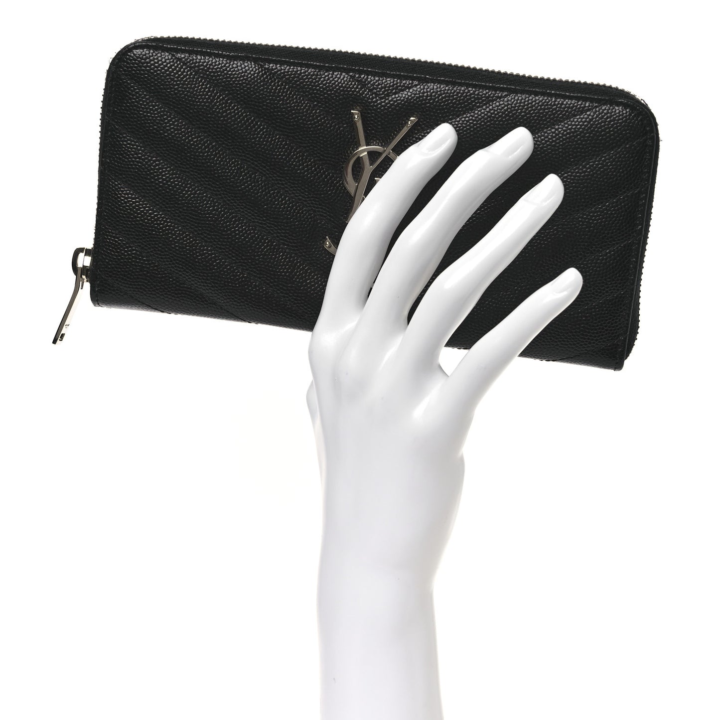 Grain De Poudre Matelasse Chevron Monogram Zip Around Wallet Black