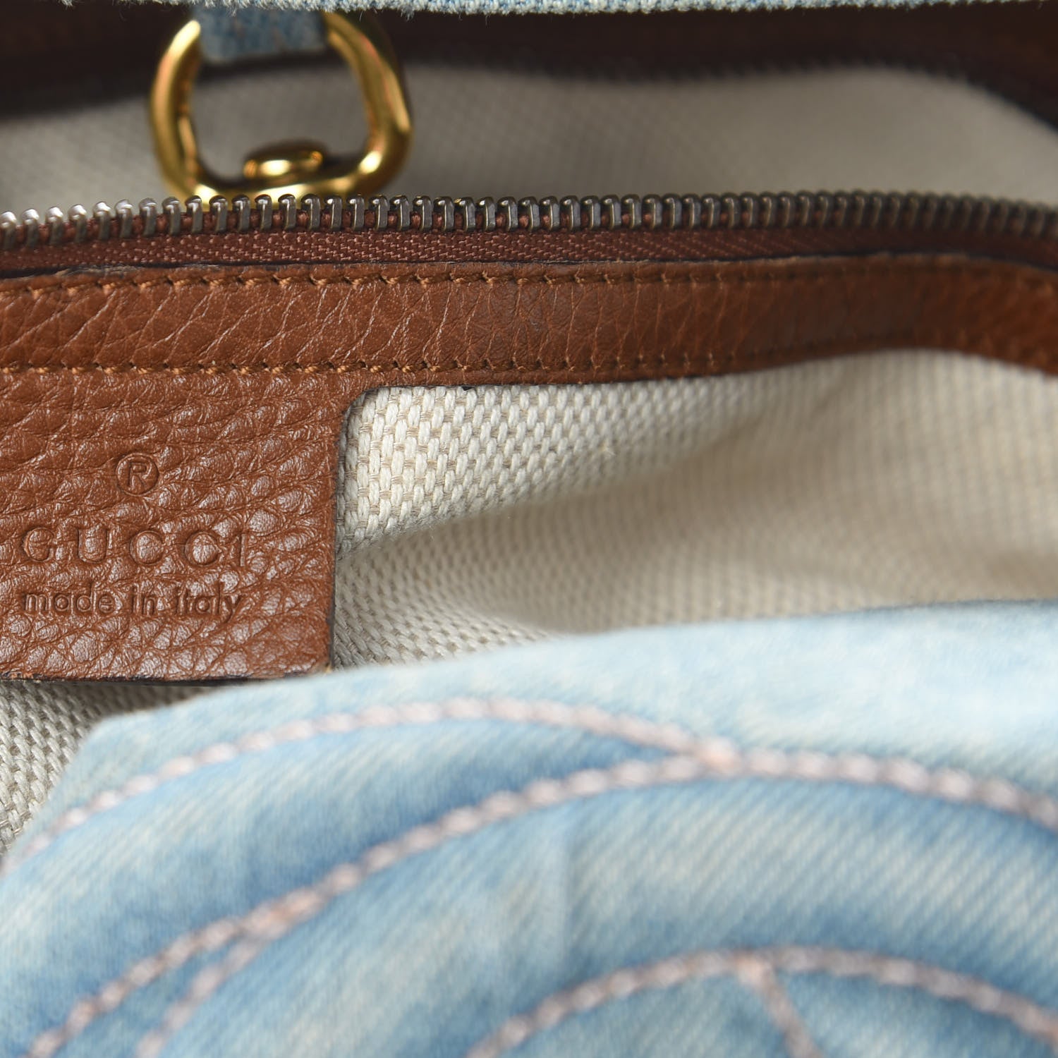 Gucci Denim Medium Soho Chain Shoulder Bag Blue 6 of 17
