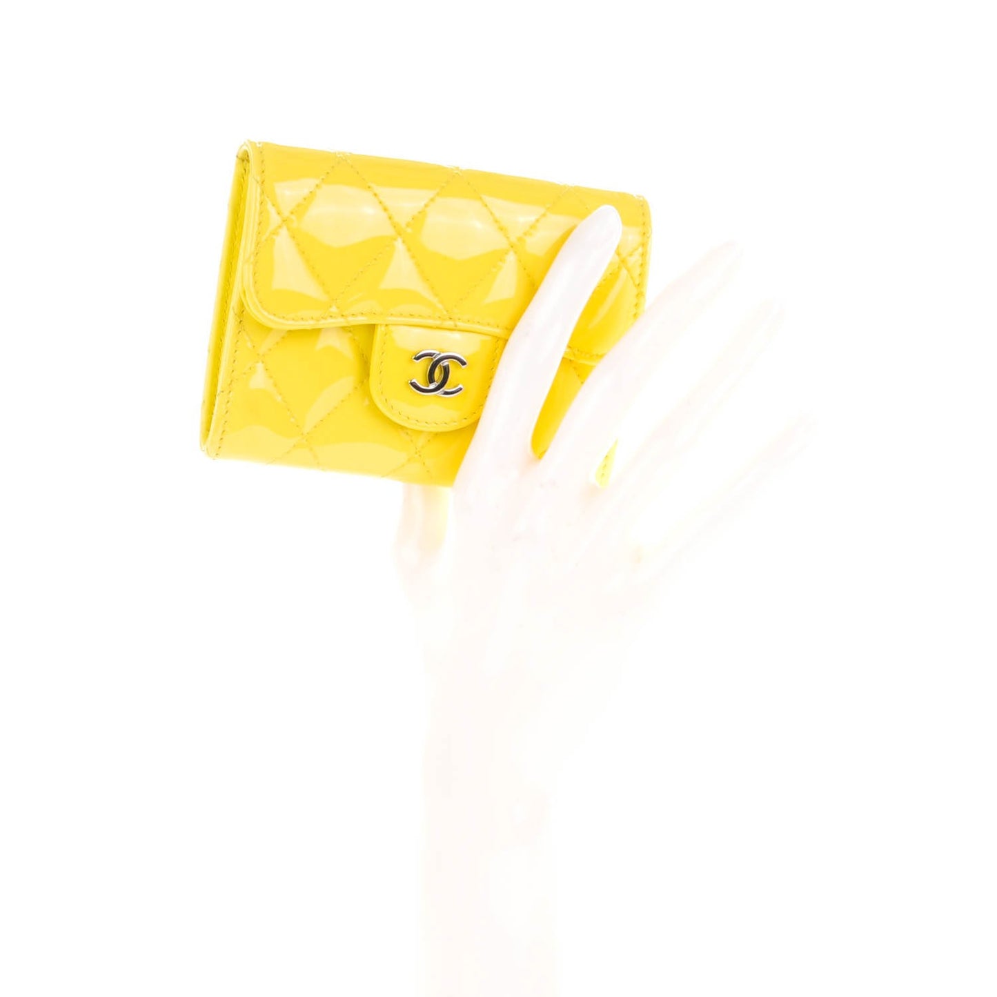 Patent Quilted Coin Purse Yellow