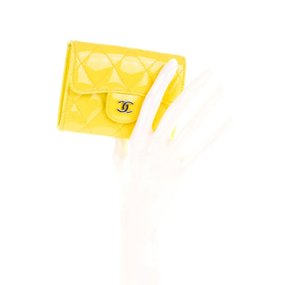 Chanel Patent Quilted Coin Purse Yellow 2 of 8
