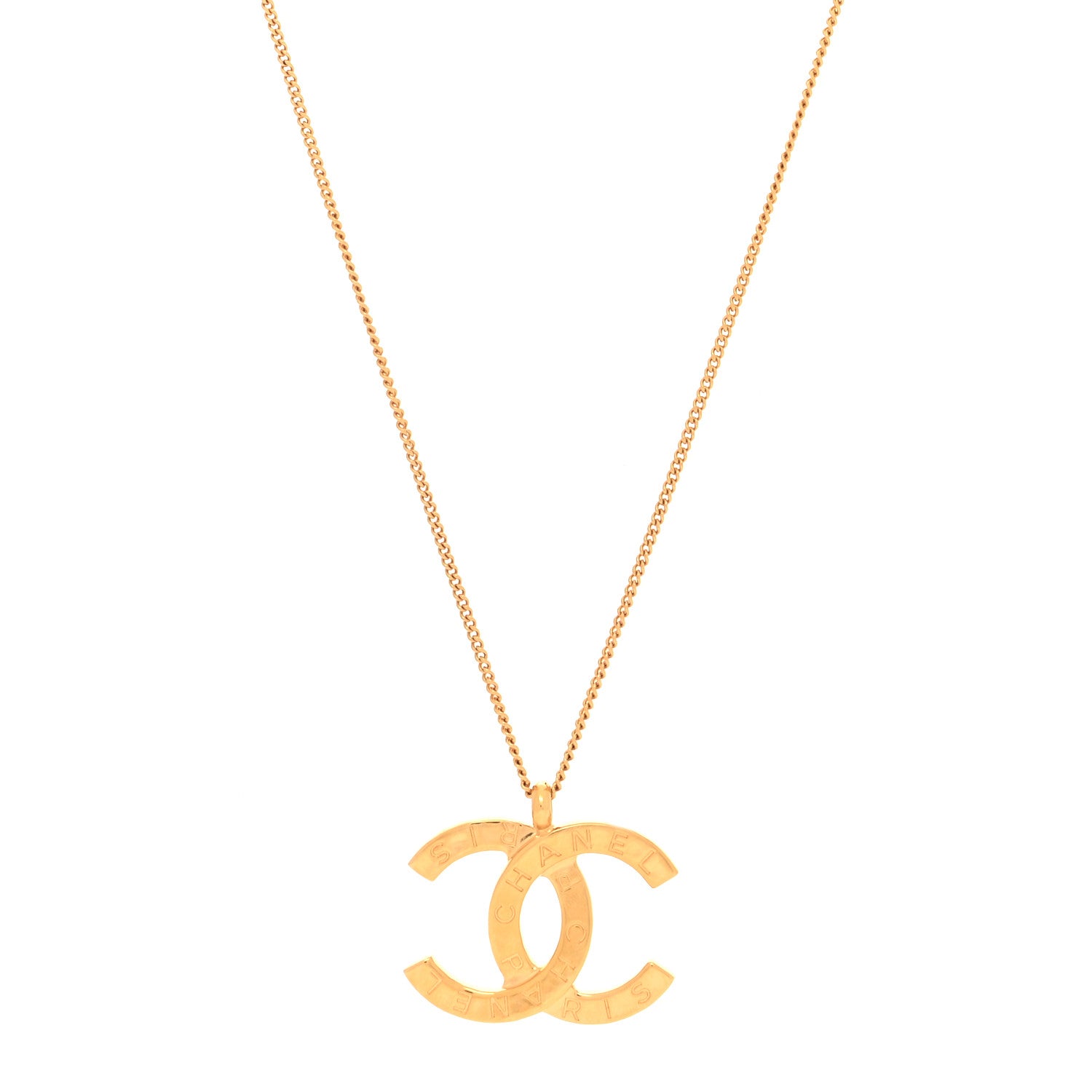 Chanel Metal CC Paris Button Necklace Gold 1 of 5