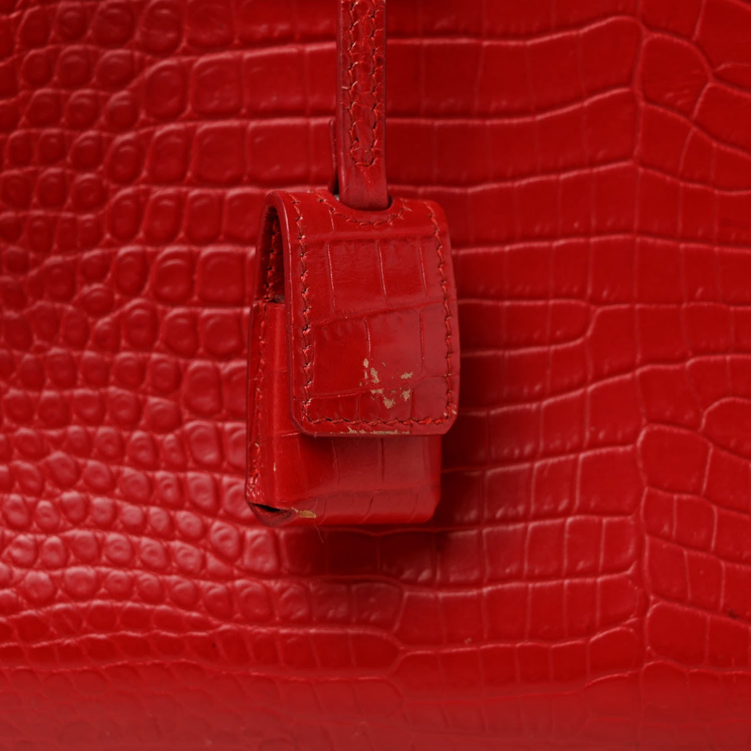 Saint Laurent Calfskin Crocodile Embossed Baby Sac De Jour Red 9 of 9