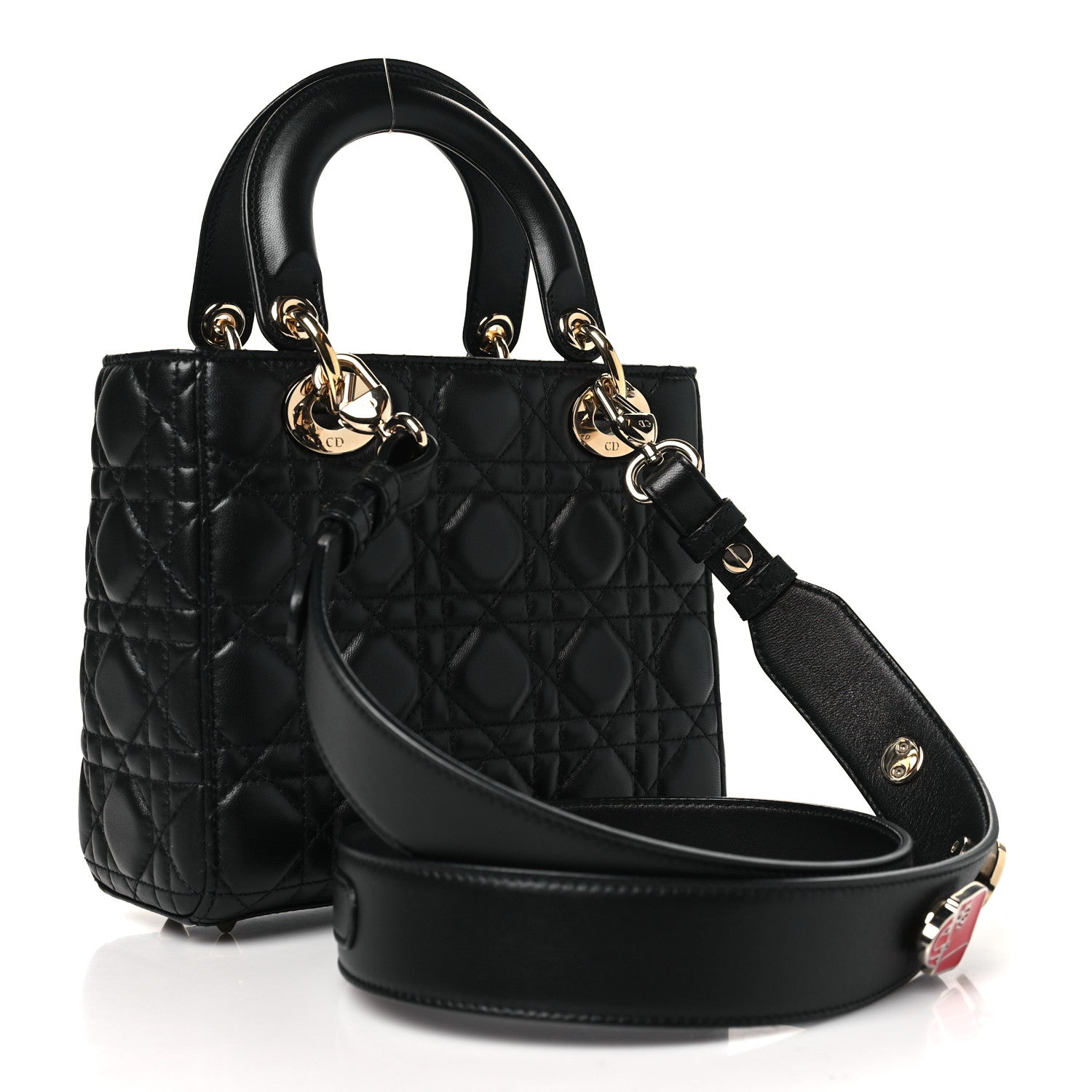 Christian Dior Lambskin Cannage Small Lucky Badges My Lady Dior Black 3 of 10