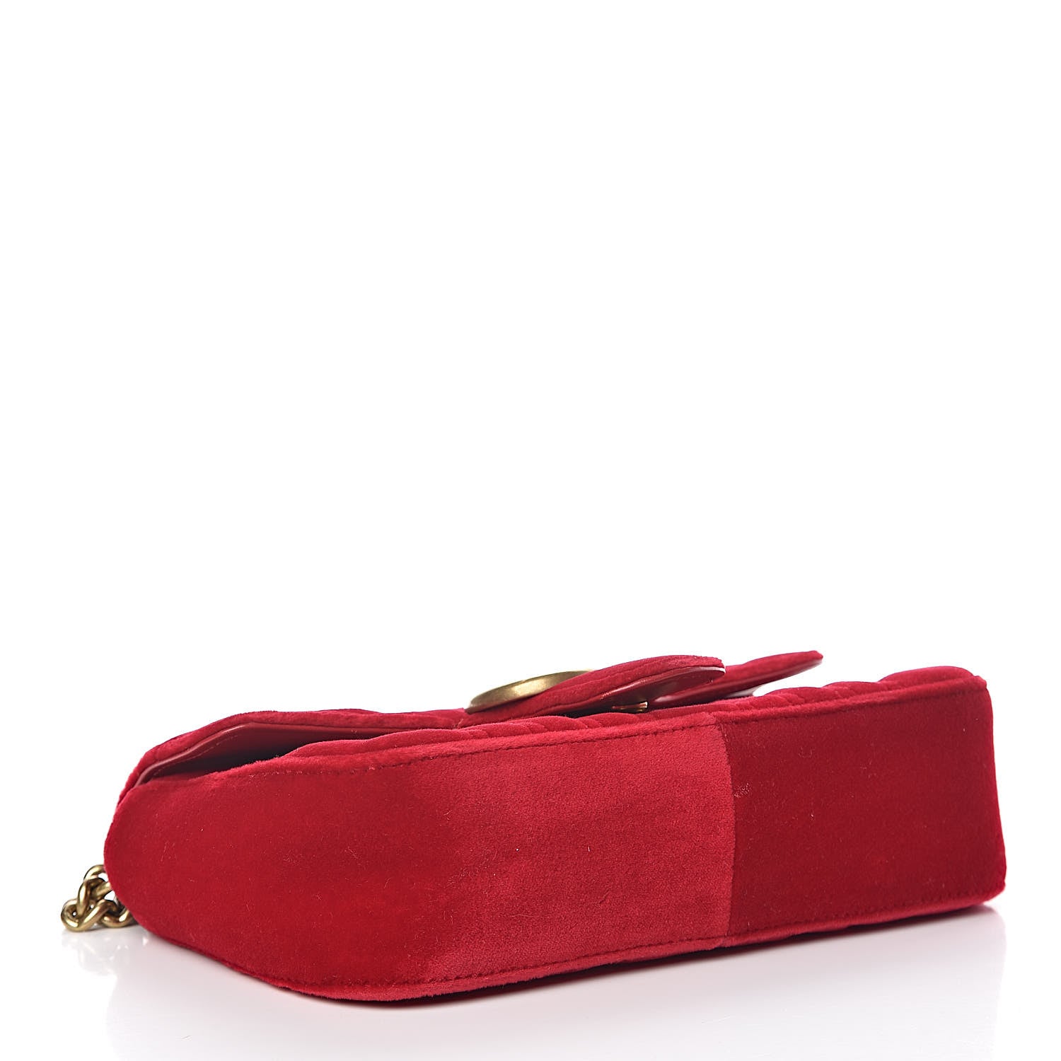 Gucci Velvet Matelasse Mini GG Marmont Shoulder Bag Hibiscus Red 4 of 10