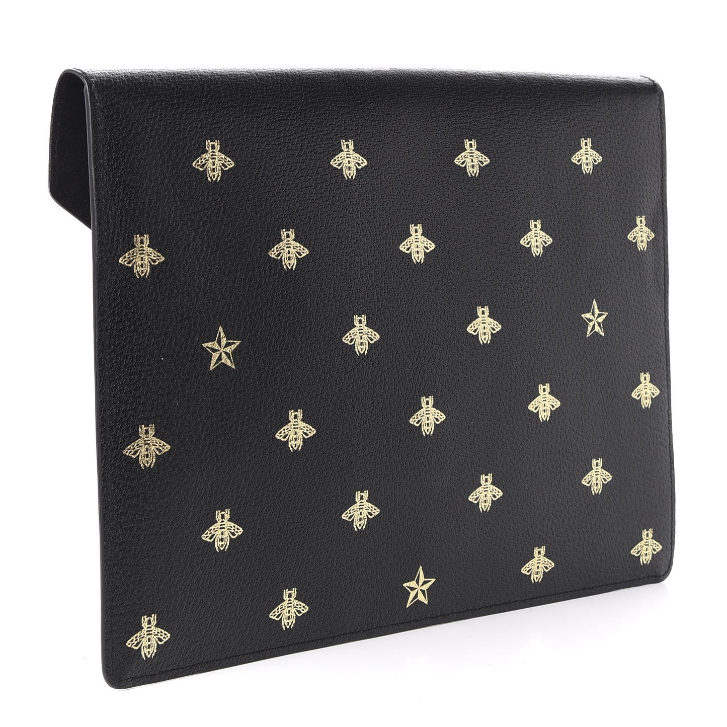 Grained Calfskin Bee Star Portfolio Black