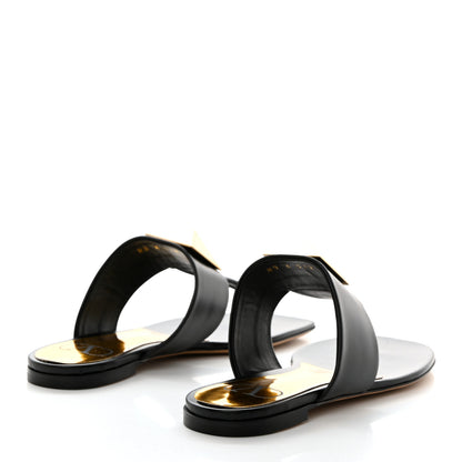 Valentino Garavani Calfskin One Stud Flat Thong Sandals 36.5 Black 4 of 9