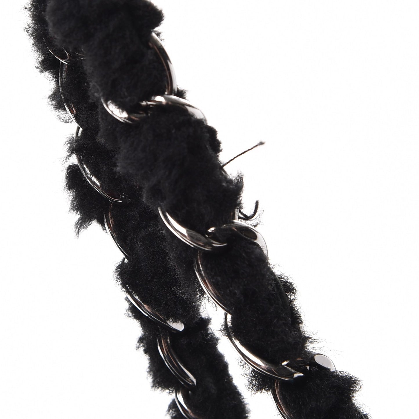 Shearling Suede Stiched CC Tote Black
