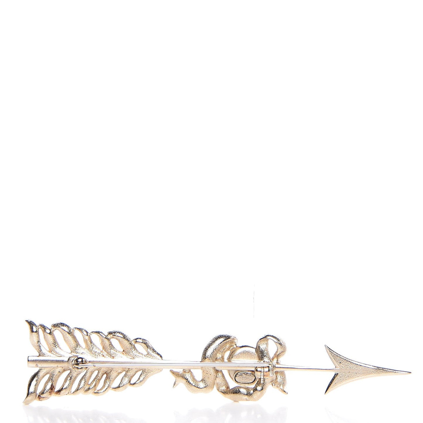 Crystal Pearl CC Arrow Brooch Gold