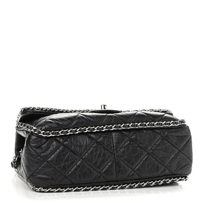 Chanel Crumpled Calfskin Medium Chain All Over Flap Black 4 of 12