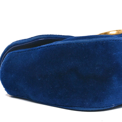 Gucci Velvet Matelasse Mini GG Marmont Shoulder Bag Cobalt Blue 9 of 10