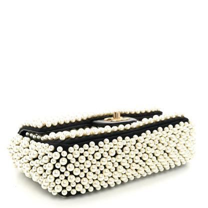 Chanel Satin Lambskin Pearl On Mini Rectangular Flap Black 3 of 9