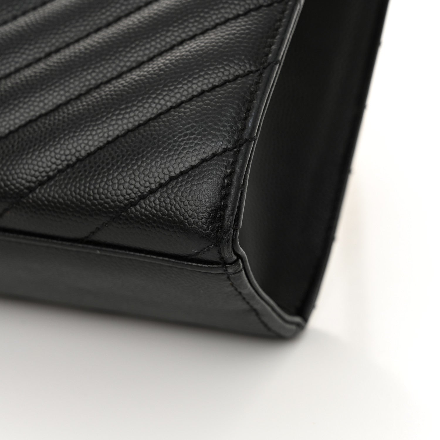 Saint Laurent Grain De Poudre Matelasse Chevron Large Monogram Satchel Black 11 of 15