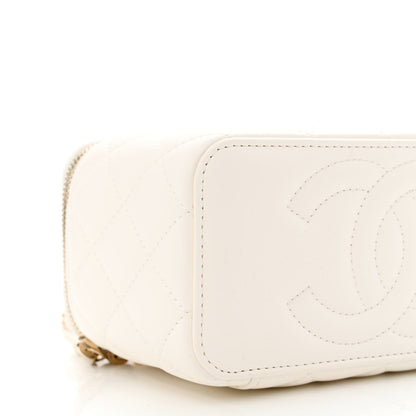 Chanel Lambskin Quilted Pearl Crush Small Vanity Case With Chain White 9 of 12
