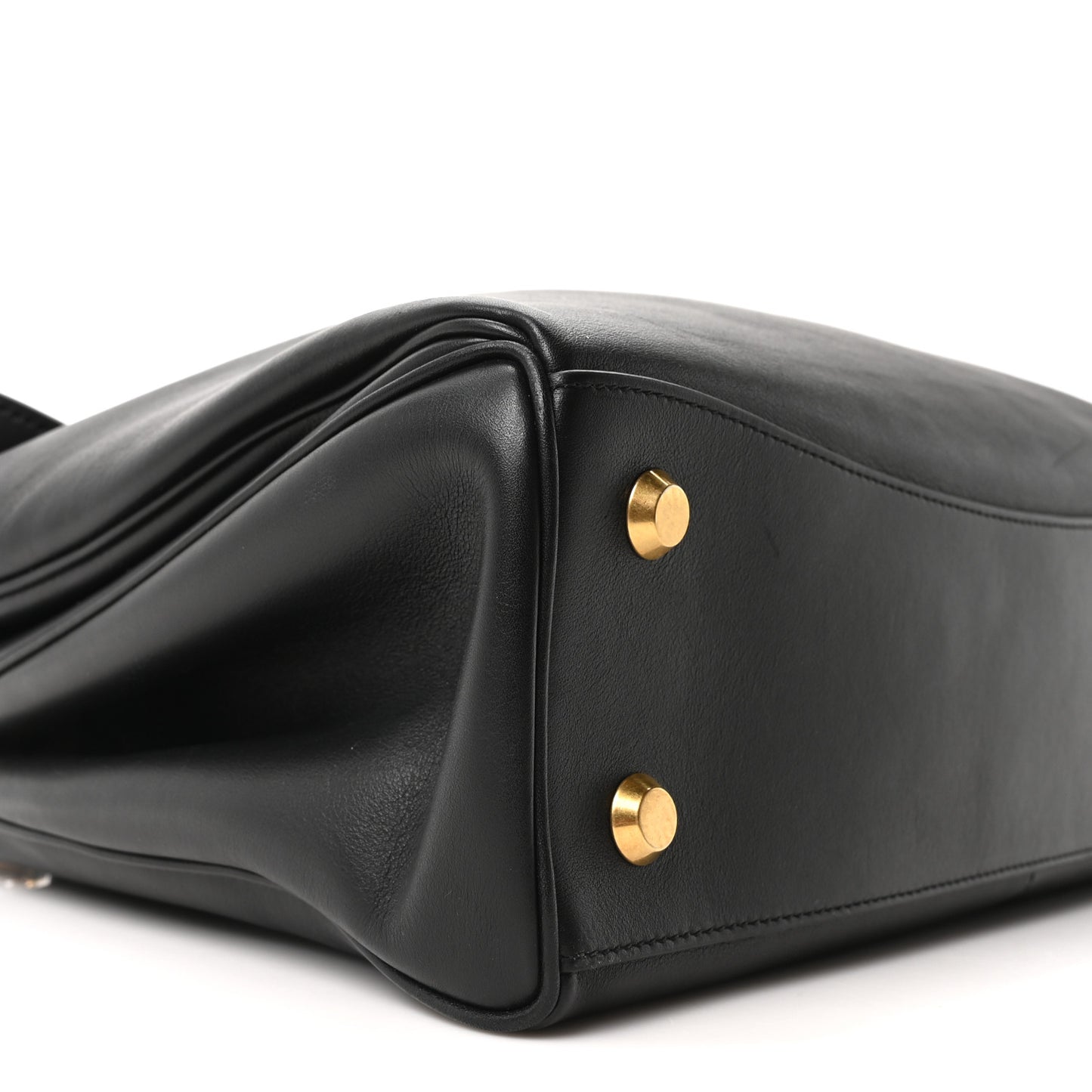Natural Smooth Calfskin Medium Rodeo Top Handle Handbag Black