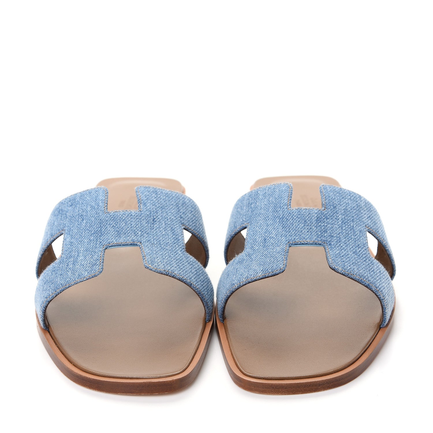 Hermes Denim Canvas Oran Sandals 40.5 Bleu Clair 2 of 11