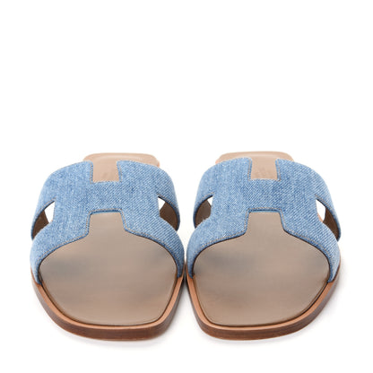 Hermes Denim Canvas Oran Sandals 40.5 Bleu Clair 2 of 11