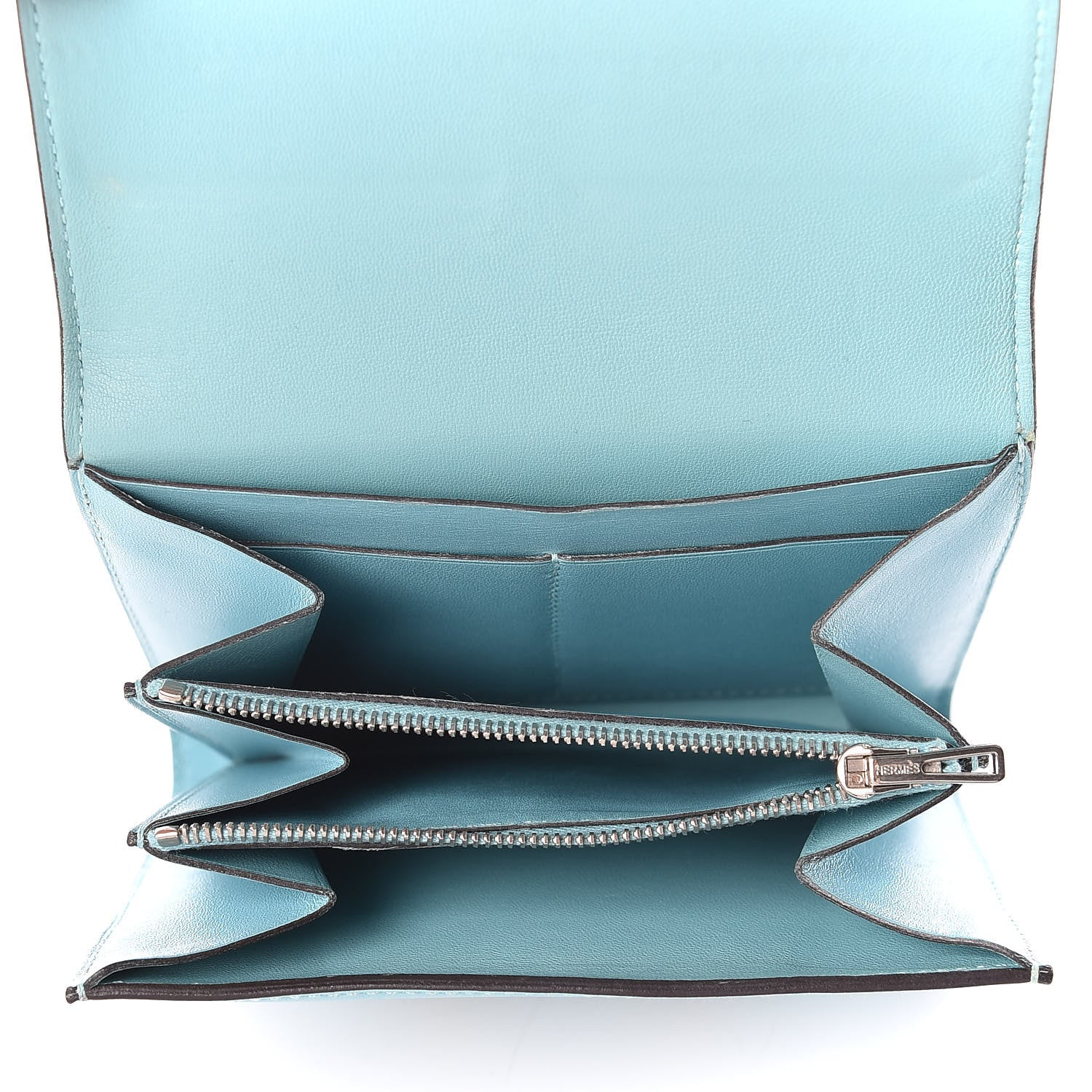 Hermes Tadelakt Lizard Constance Short Wallet Bleu Atoll Ficelle 5 of 11