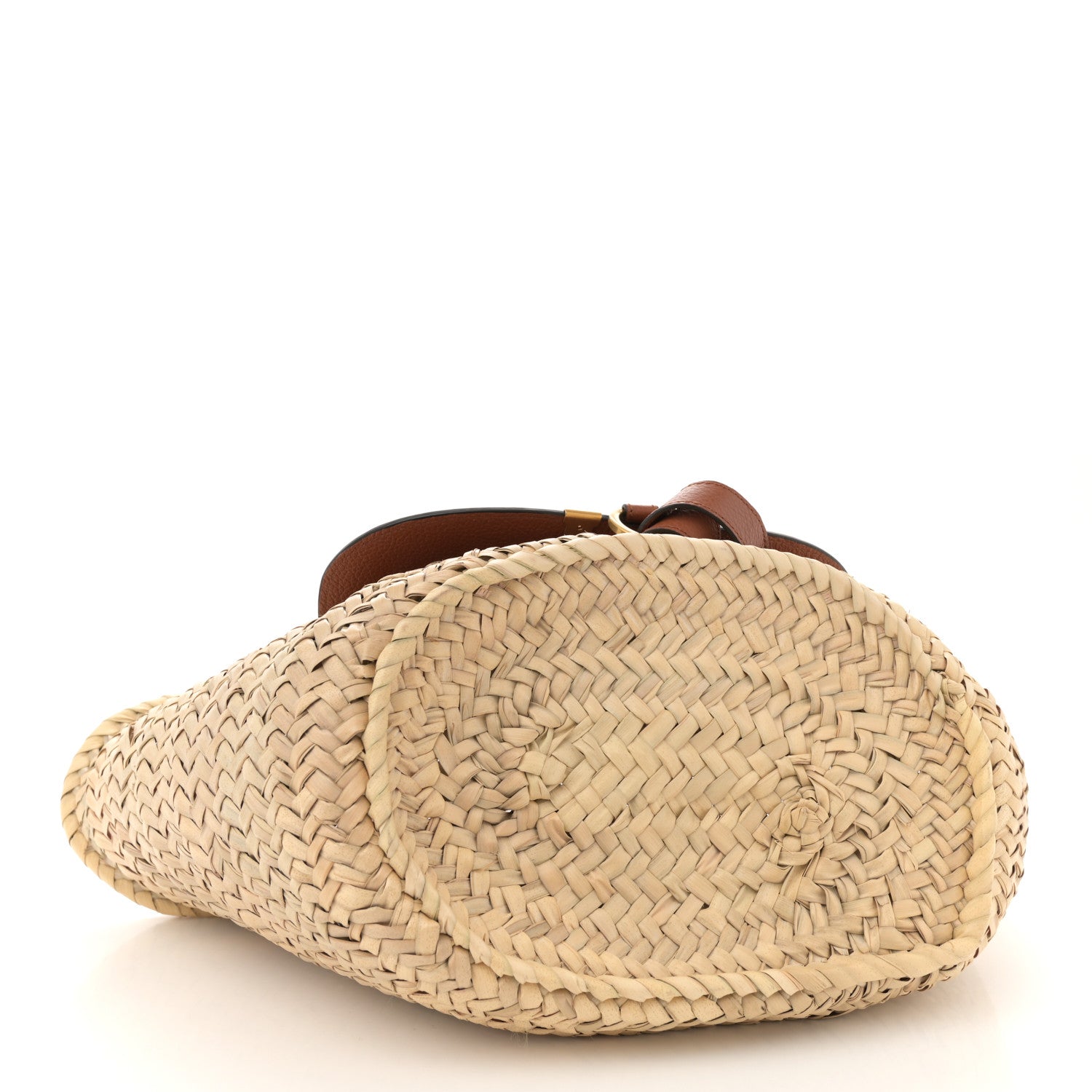 Chloe Raffia Small Grain Calfskin Medium Marcie Basket Tan 4 of 11