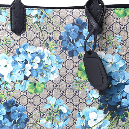 Gucci GG Supreme Monogram Blooms Medium Reversible Tote Beige Blue Navy 9 of 16