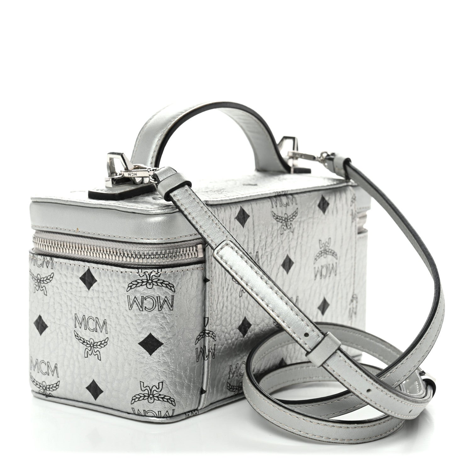 MCM Metallic Visetos Vanity Case Silver 1876830 – FASHIONPHILE