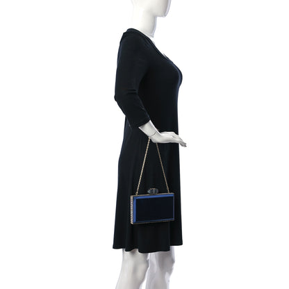 Judith Leiber Satin Crystal Frame Coffered Evening Clutch Navy 2 of 10