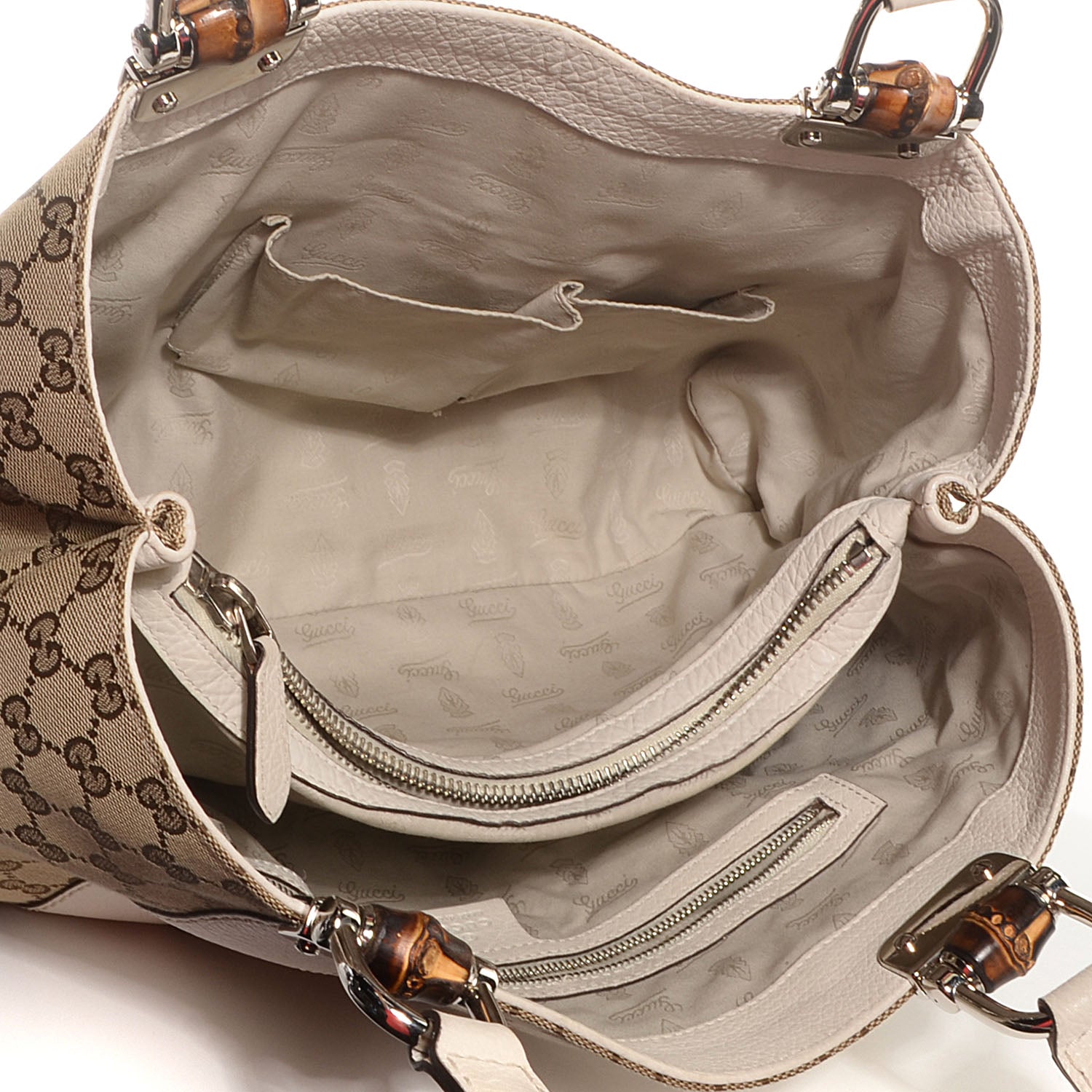 Gucci Monogram Bamboo Bar Medium Tote Off White 5 of 7