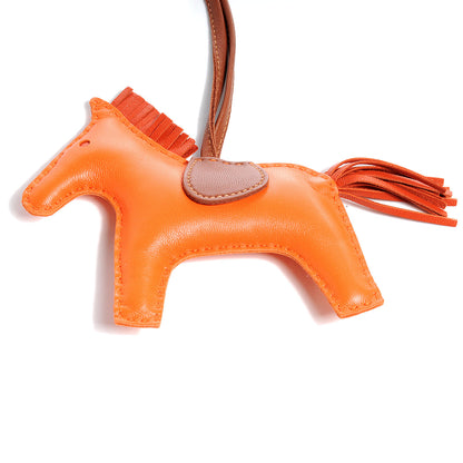 Hermes Milo Lambskin Grigri Rodeo Horse Bag Charm MM Orange 3 of 5