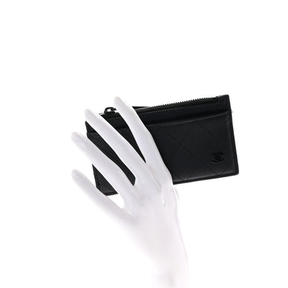 Chanel Calfskin Quilted Zip Card Holder So Black 2 of 8