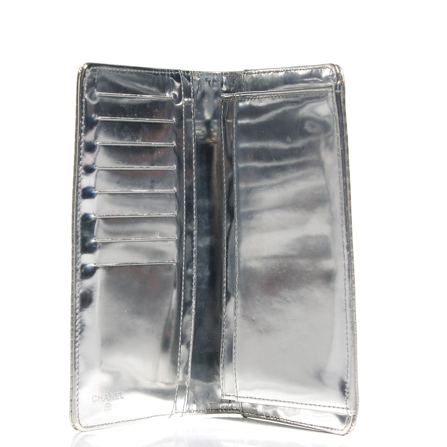 Chanel Metallic Calfskin Embossed CC Yen Wallet Silver 5 of 8
