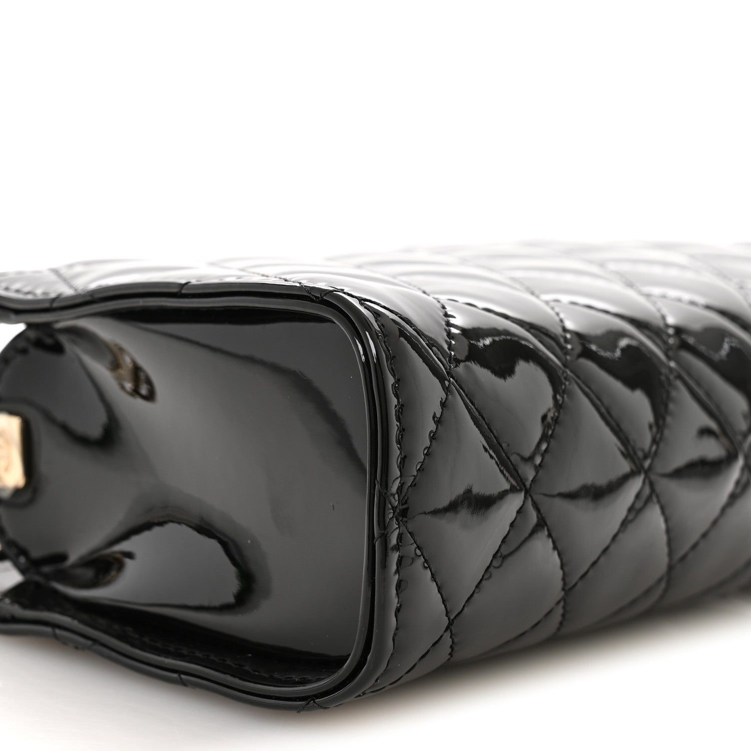 Chanel Patent Calfskin Quilted Pearl Clutch With Chain Black 9 of 11