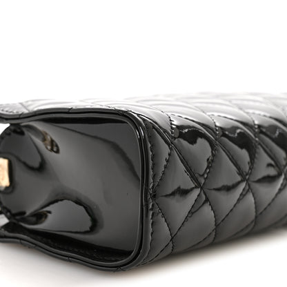 Chanel Patent Calfskin Quilted Pearl Clutch With Chain Black 9 of 11