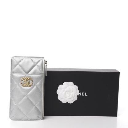 Chanel Metallic Goatskin Quilted 19 Flat Wallet Pouch Silver 7 of 7