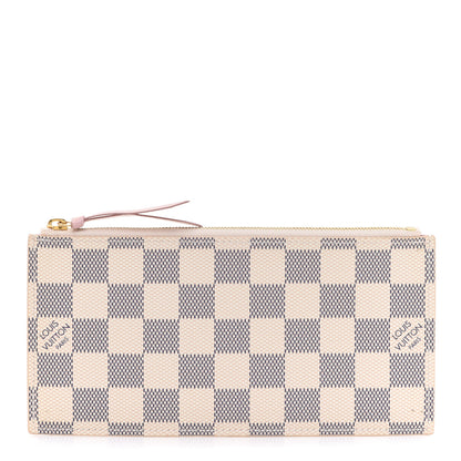 Louis Vuitton Damier Azur Felicie Chain Wallet Zippered Insert Rose Ballerine 1 of 6