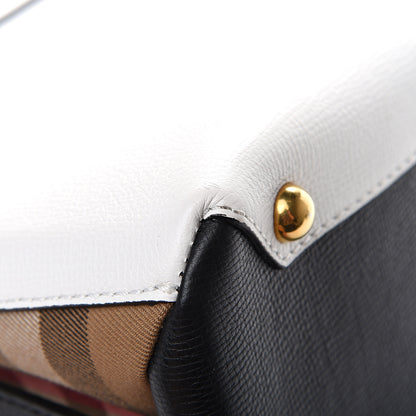 Burberry Derby Calfskin House Check Medium Camberley Chalk White Black 8 of 11