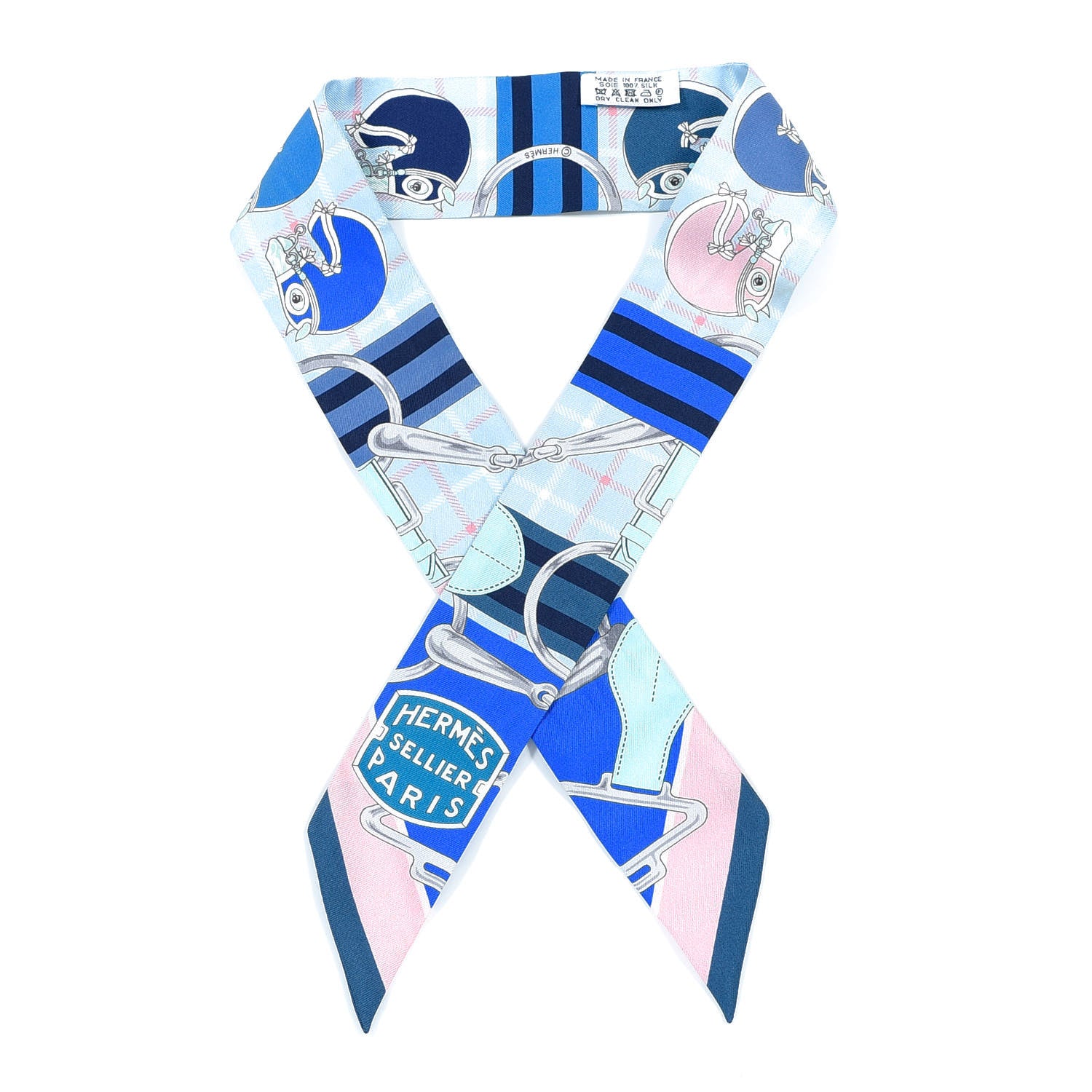 Hermes Silk Tatersale Twilly Petrole Ciel Rose Poudre 1 of 4