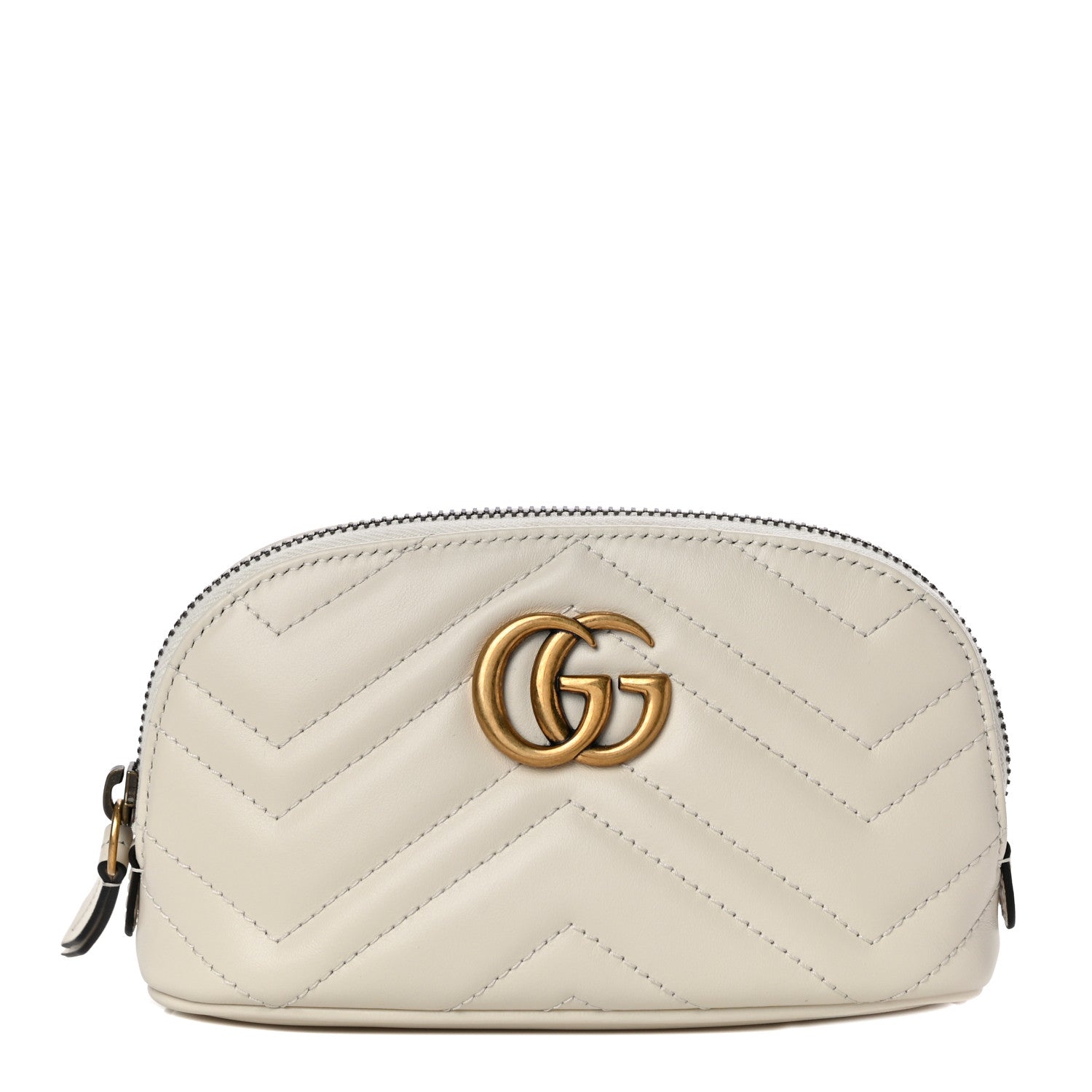 Gucci Calfskin Matelasse GG Marmont Pouch Cosmetic Case White 1 of 10