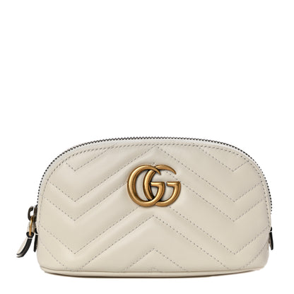 Gucci Calfskin Matelasse GG Marmont Pouch Cosmetic Case White 1 of 10