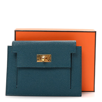 Hermes Chevre Mysore Kelly Pocket Compact Wallet Vert Bosphore 8 of 8