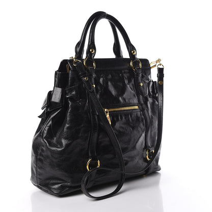 Miu Miu Vitello Lux Bow Tote Black 4 of 11