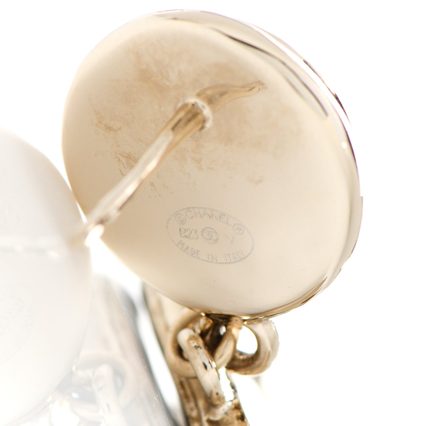 Pearl Enamel CC Drop Earrings Black