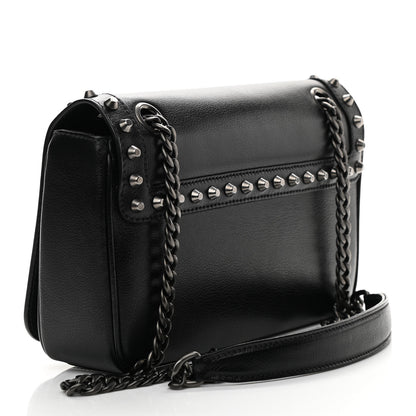 Prada Glace Calfskin Studded Crossbody Black 3 of 9