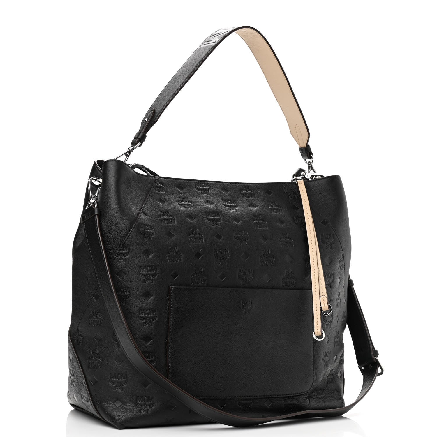 MCM Calfskin Ottomar Monogram Large Klara Hobo Black 2 of 7