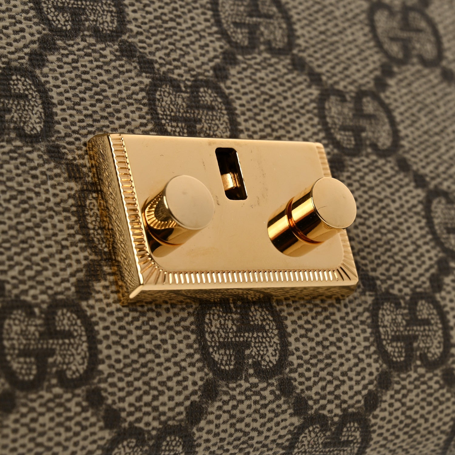 Gucci GG Supreme Monogram Moon Calfskin Padlock Continental Chain Wallet Beige Ebony Black 8 of 8