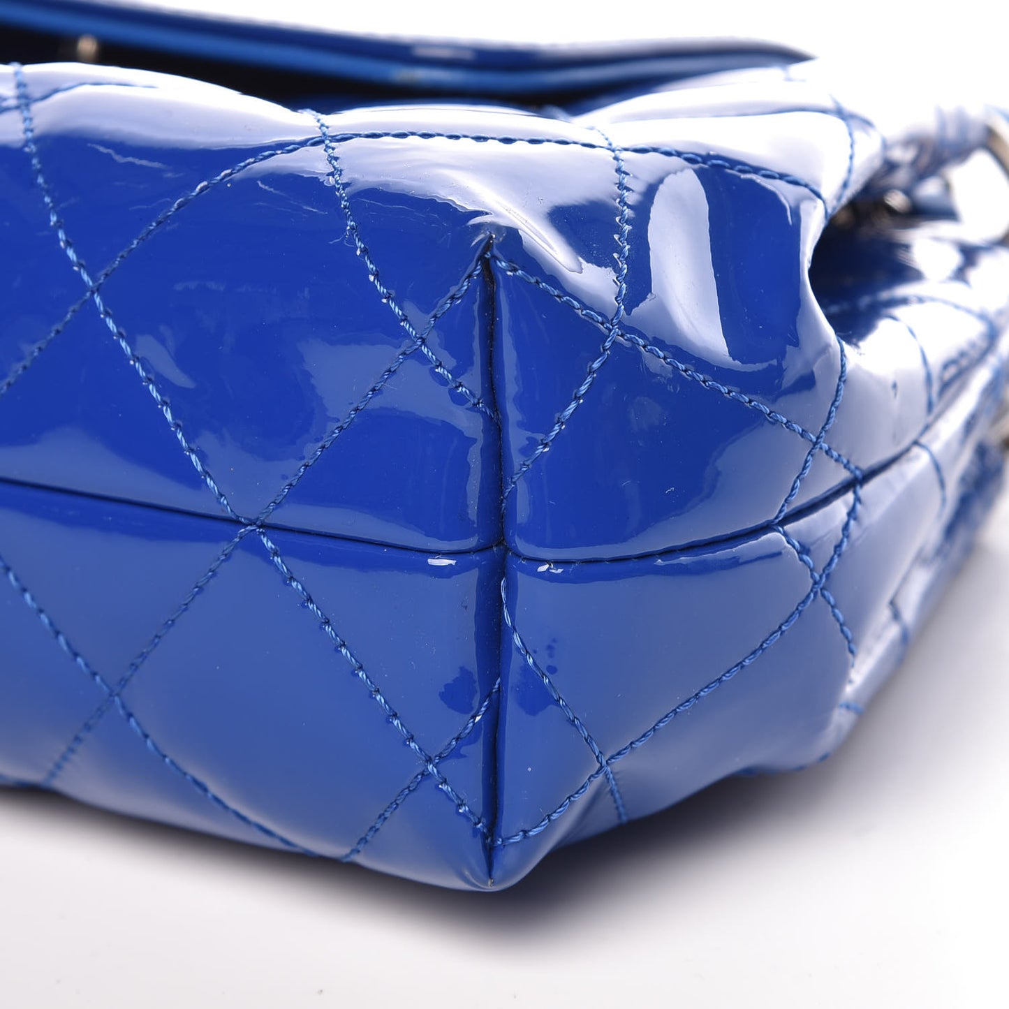 Patent Quilted Medium Coco Shine Accordion Flap Blue