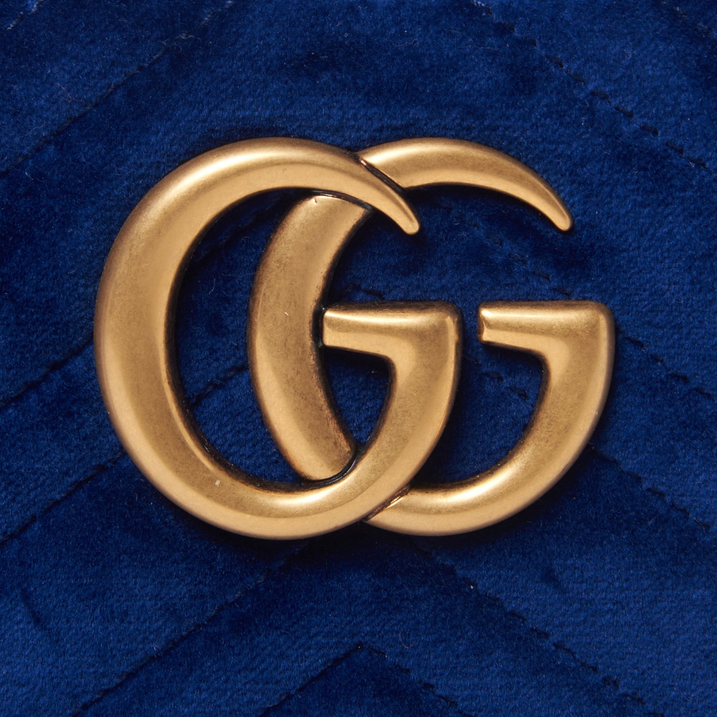 Velvet Matelasse Small GG Marmont Chain Shoulder Bag Cobalt