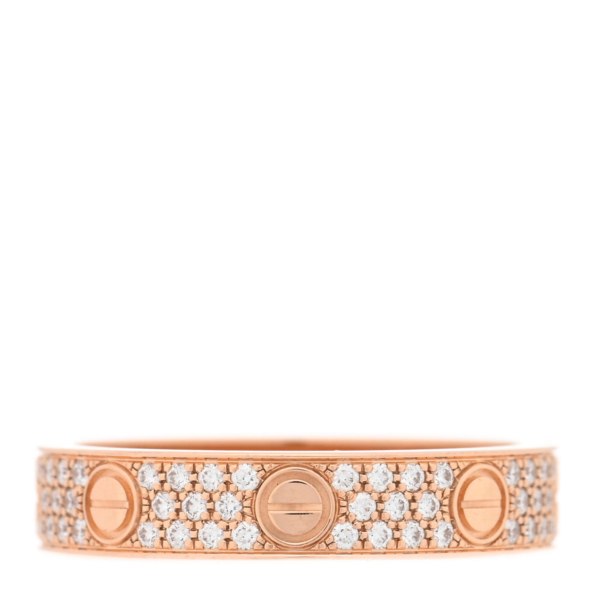 18K Pink Gold Diamond 4mm LOVE Wedding Paved Band Ring 52 6