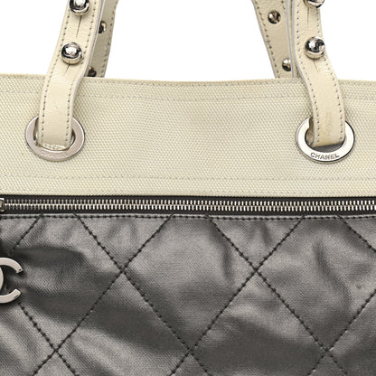 Chanel Coated Canvas Quilted Large Paris Biarritz Tote Silver 9 of 18