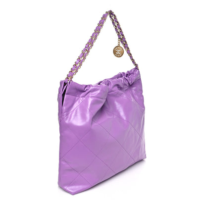 Chanel Shiny Calfskin Quilted Chanel 22 Purple 3 of 10