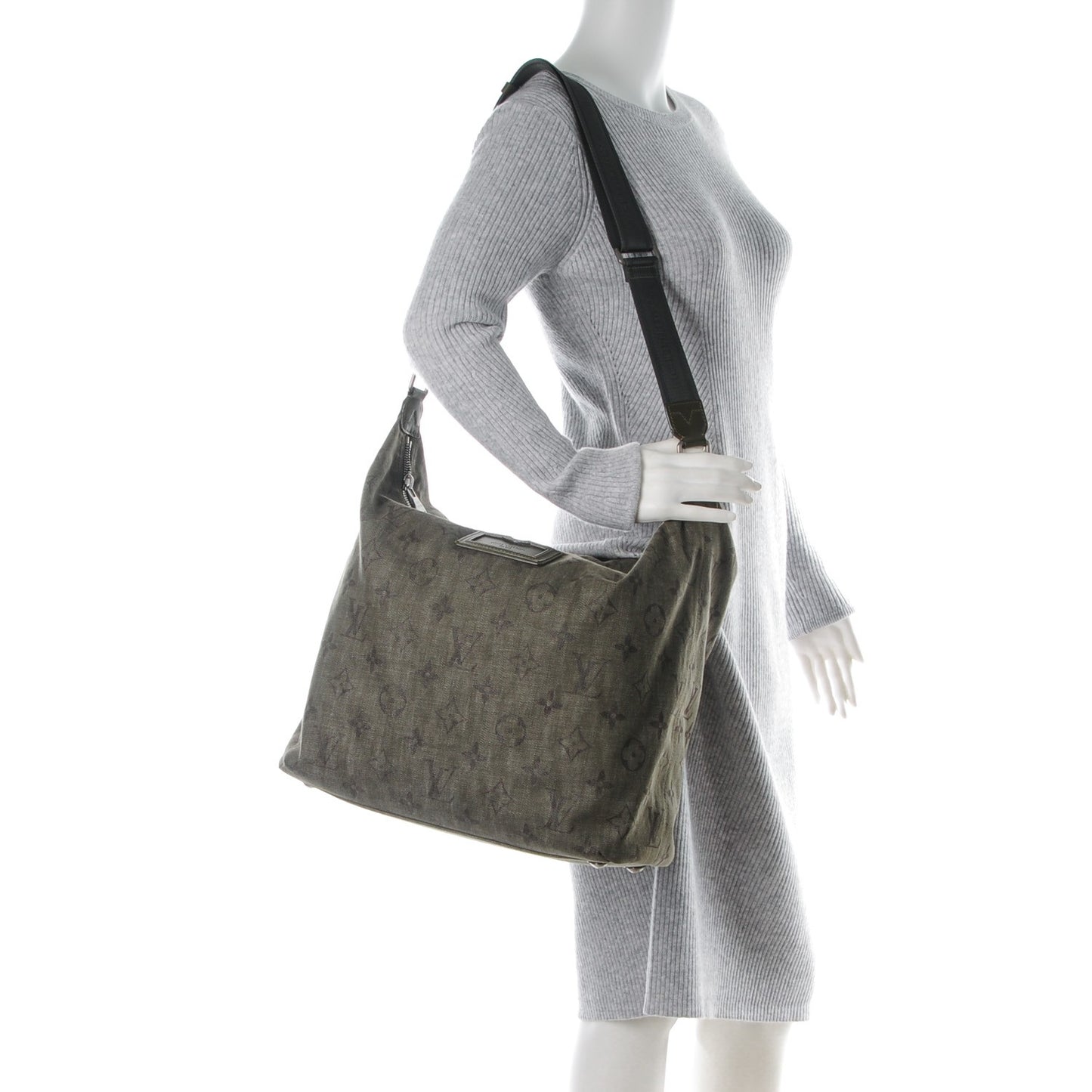 Monogram Denim Impression Besace GM Kaki Fonce