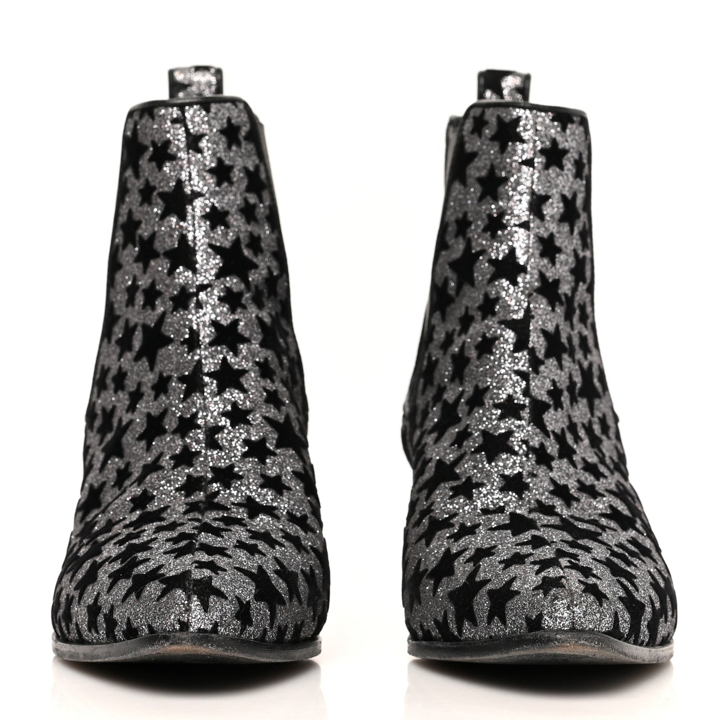 Glitter Suede Calfskin Rock Chelsea Boots 35 Black